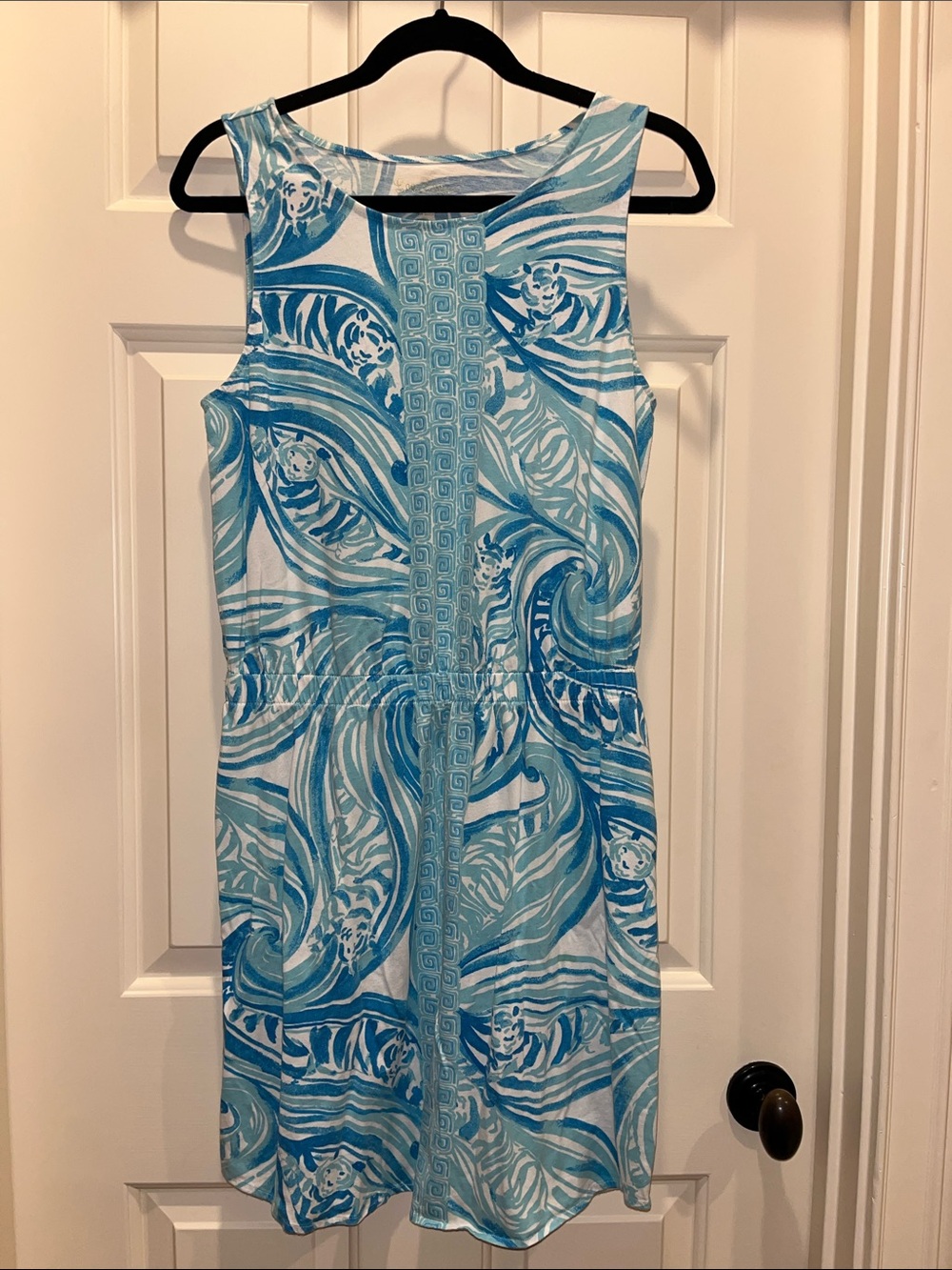 Lily Pulitzer Sleeveless Aqua Blue Print Dress size M